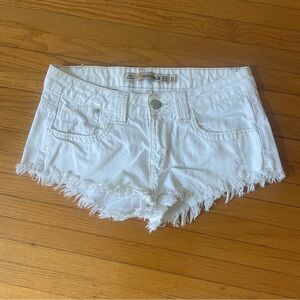 Zara White Denim Micro Shorts